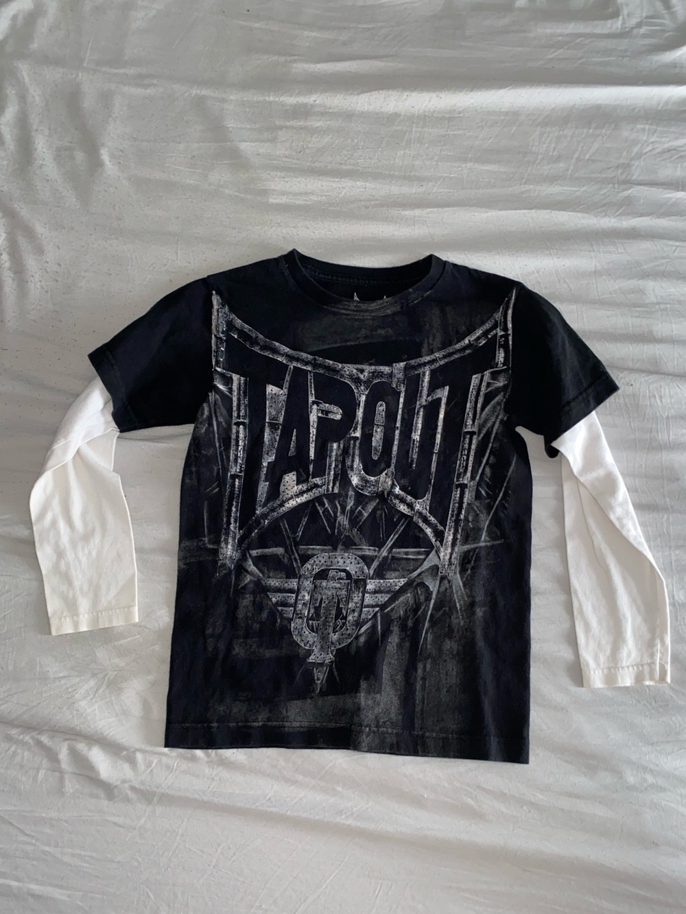 Tapout Black and White Layered-Look Long Sleeve Tee for Kids